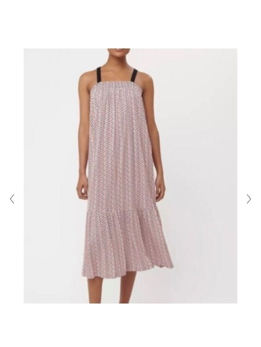 NWT Loft LOFT Chevron Print Flounce Pocket Midi Dress (